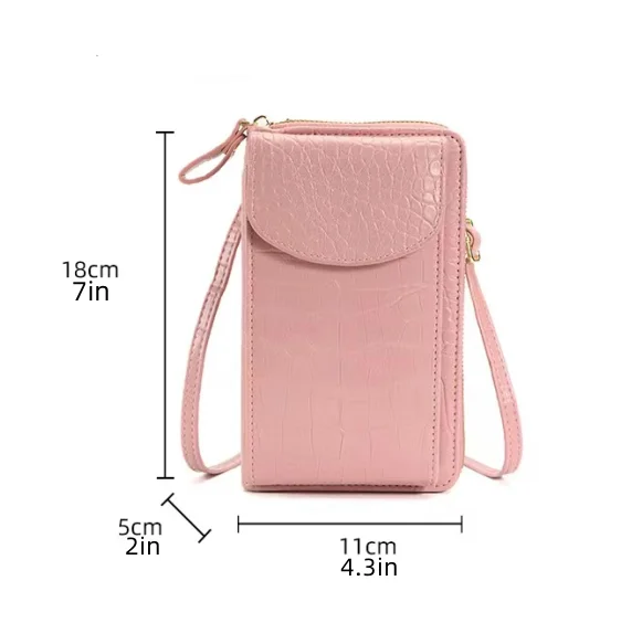 Touch Screen Mobile Phone Bag, Women\'s Mini Crossbody Bag, Vertical Coin Purse