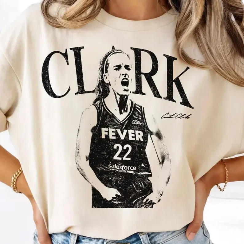 2026 Women's Basketball Hot Player Caitlin Clark Summer Men's and Women's Pure Cotton T-shirt Comfortable, Breathable Ins Y2k