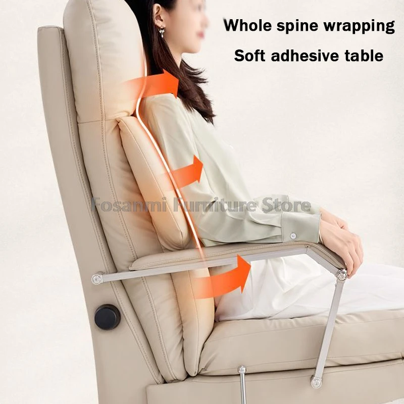 เก้าอี้สํานักงานตามหลักสรีรศาสตร์ปรับมุมพนักพิงและความสูงปรับเก้าอี้คอมพิวเตอร์หนังนุ่มเก้าอี้เล่นเกมพร้อมที่วางเท้า