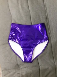 Sexy Shiny Elastic Patent Leather Mid Waist Bbag Hip Shorts Bright Sliver Patent Leather Hot Pants For Nightclub Bar Stage Wear