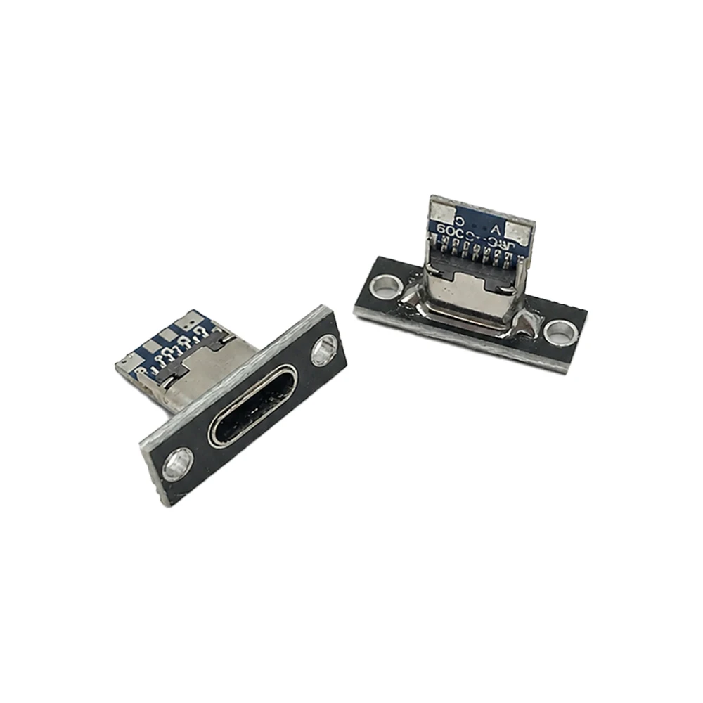 1-20Pcs USB Jack 3.1 Type-C 2Pin 4Pin Female Connector Jack Data Charging Port Small Electrical Charging Base with Fixing Plate