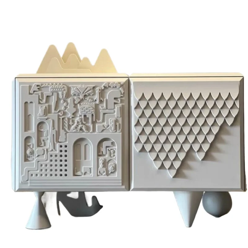 

Итальянский светлый роскошный обеденный боковой шкаф, высококачественный рельефный художественный входной шкаф, простой скандинавский белый