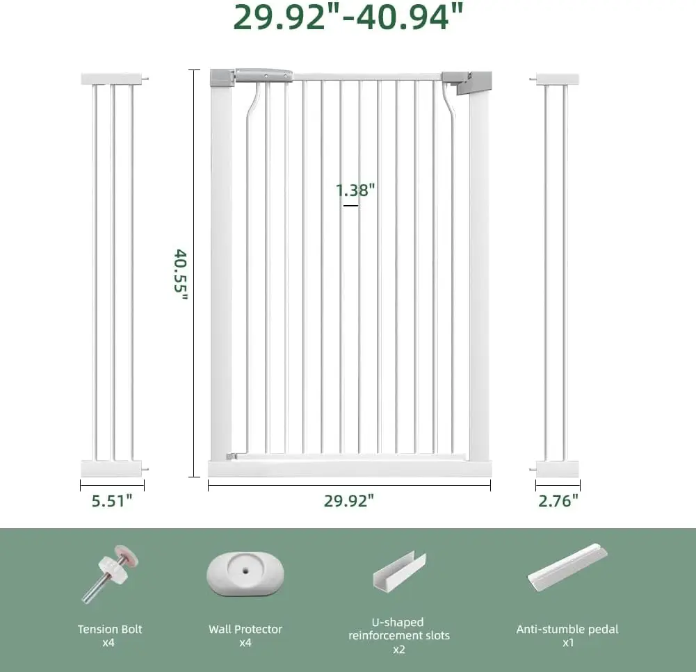 40.5 Inch Extra Tall Baby Gate Doorways Stairs 29.9 40.9 Wide Tall Dog Gates Large High Pet Door Child Kid Safety Walk Thru Cat