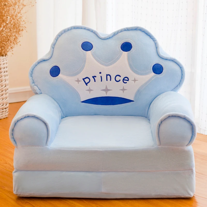 Baby Bean Bag Sofa Cartoon Children Crown Bear Baby Chair Toddler Nest Puff Children Seat Sofa Cover Salon Meuble Furniture