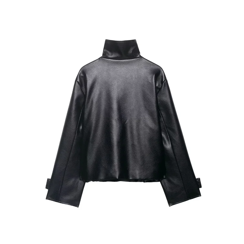 Women's Faux Leather Jacket Black Fashion Chic Coat for Women Autumn Winter Lady Jacket Casaul Loose Women Outwear