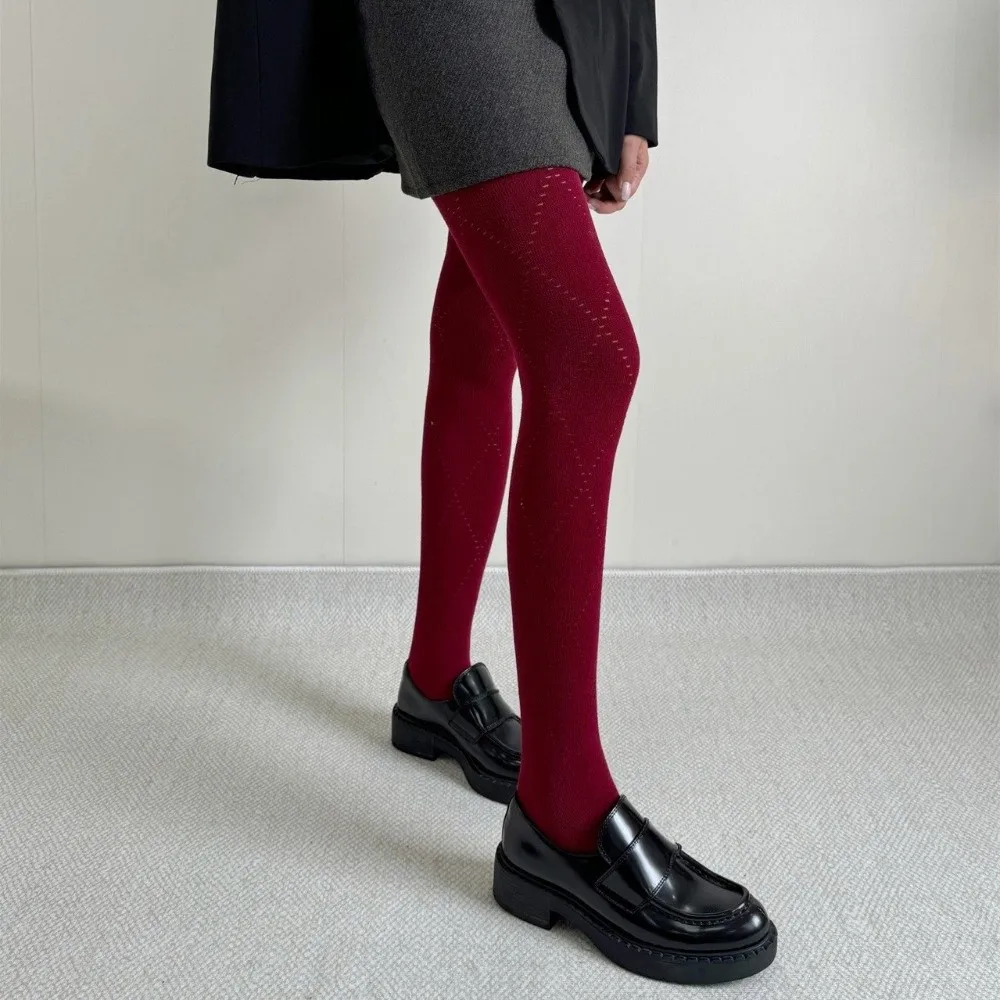Fashionable Jacquard Knitted Stockings High-elastic Breathable Basic Pantyhose Thick Skinny Fit Thermal Leggings Daily Wear