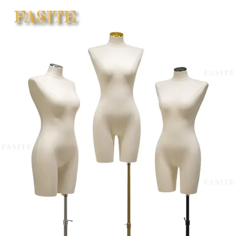 For Clothing Store Full Body Mannequin Female Model with Flat Shoulders and Long Legs Half Body Display Stand Window Props