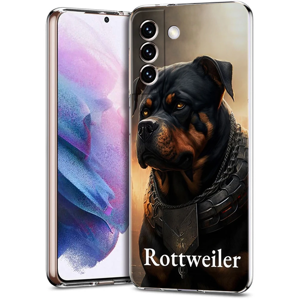 Rottweiler Dog Phone Case for Samsung Galaxy S24 S23 S22 S20 S21 FE Ultra S24 S23 S10 S10E S9 S8 Plus 5G Transparent Shell Capas