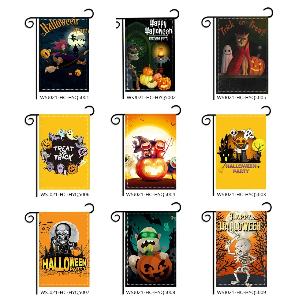Decorazione di Halloween Bandiera da giardino, Banner da cortile, Colore festivo, Strega, Zucca, Teschio, Serie Happy Halloween, 30x45 cm