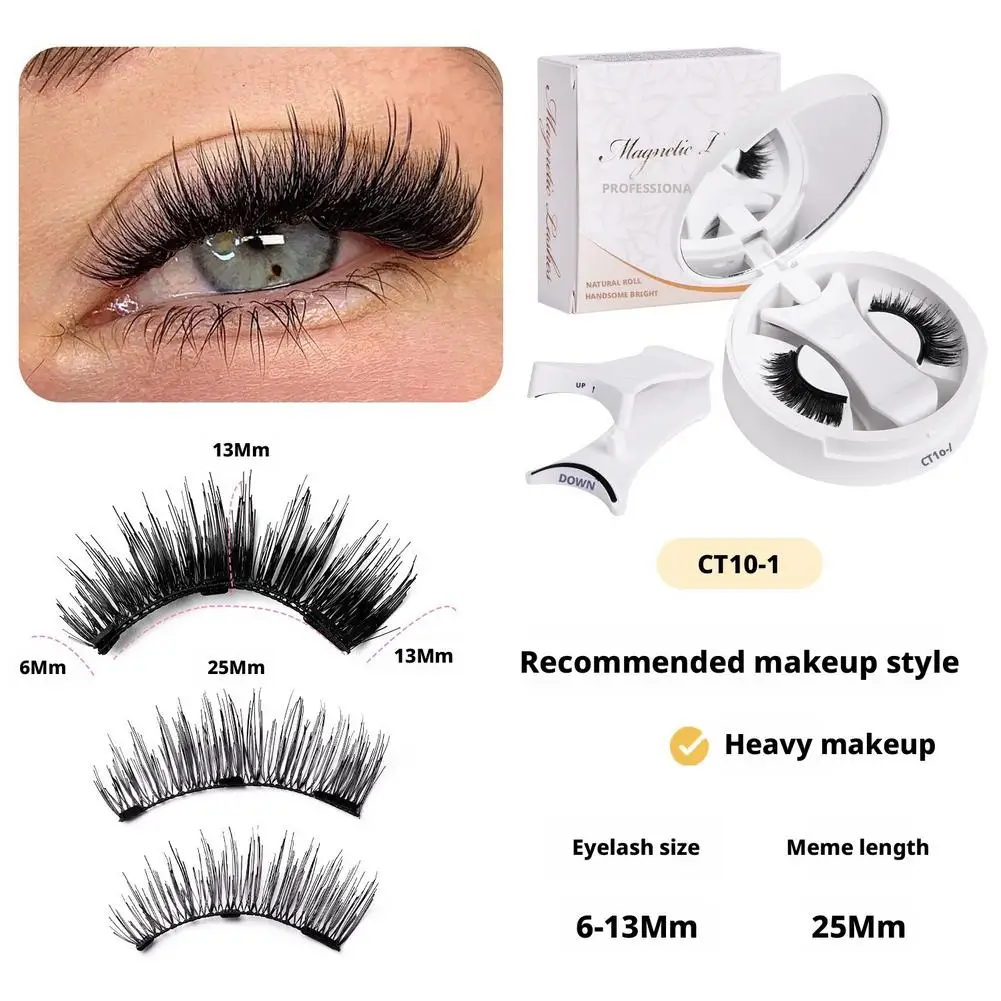 Cils magnétiques faits à la main, Faux cils moelleux en Faux vison, naturels réutilisables avec applicateur, outils de maquillage magnétiques