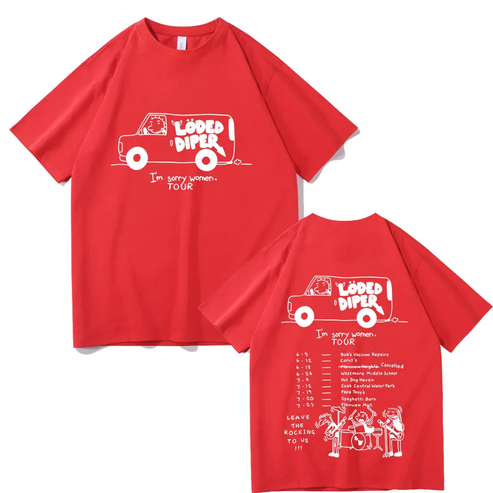 เสื้อยืดลำลองสไตล์เรโทรร็อค แขนสั้น รุ่นลิมิเต็ดอิดิชั่น ลาย Loded Diper I'm Sorry สำหรับผู้ชายและผู้หญิง