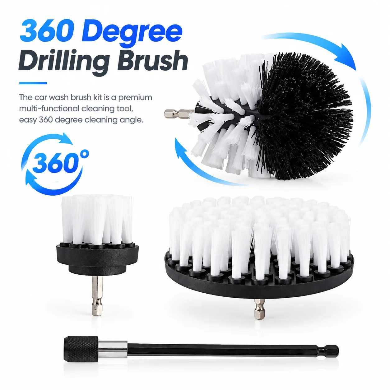 Drill Brush Attachment Strong Bristle Power Scrubber Brush Set Sufficient Even Contact for Electric Drills for Bathroom Tub Tile