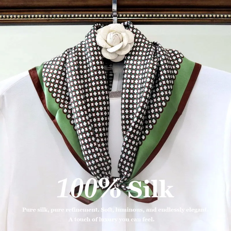 

Шарф из 100% натурального шелка тутового шелкопряда, приятная для кожи ткань, женская шаль, бандана, маленький платок, для офиса и делового стиля, повязка для волос, роскошный подарок