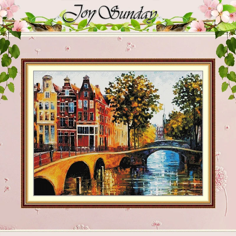 

The Little Bridge Patterns Counted Cross Stitch Set DIY 11CT 14CT 16CT HD Stamped DMC Cross-stitch Kit Embroidery Needlework