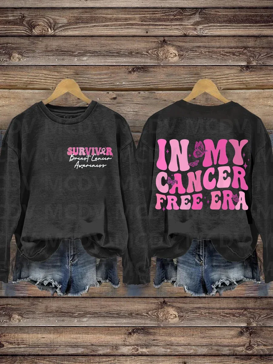 Breast Cancer In My Cancer Free Era Print Casual Sweatshirt 3D Printed Women Casual Pullover