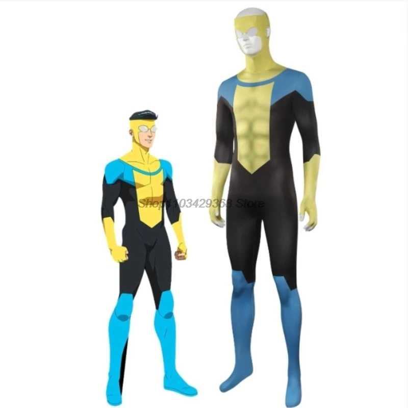 Anime Cartoon Invincible Mark Grayson Cosplay Men Costume Male Superhero Roleplay Fantasia Man Halloween Carnival Cloth Disguise