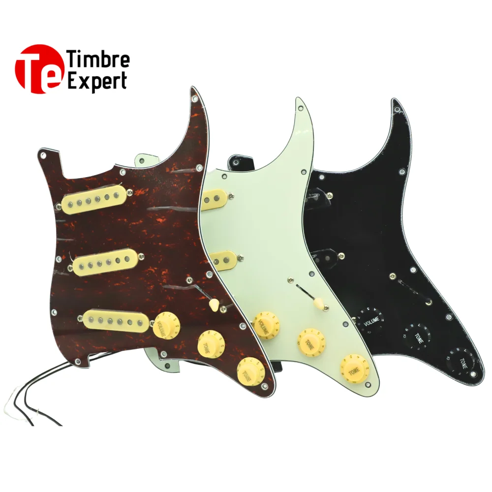 TimbreExpert Alnico 5 Предварительно смонтированная накладка 3 звукосниматели с одной катушкой Загруженная накладка для электрогитары - черный, белый, желтый TimbreExpert Alnico 5 Предварительно смонтированная накладка 3 звукосниматели с одной катушкой Загруженная накладка для электрогитары - черный, белый, желтый