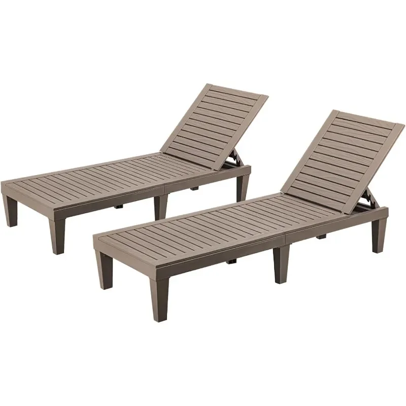 

Outdoor Chaise Lounge Chairs Set of 2, Quick Assembly & Waterproof & Lightweight Loungers with Adjustable Back