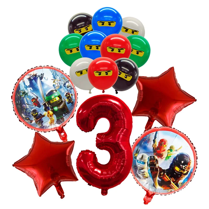 Ninja Theme Disposable Tableware Birthday Party Decorations Latex Aluminum Foil Balloon For Kids Event Supplies New Banner