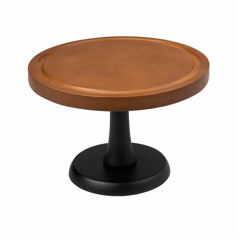 

Decorative 8 Inch Wooden Cake Stand High Base Household Cupcakes Display Plate Circular Shape Fruit Snacks Storage Tray Kitchen