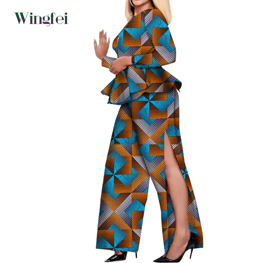 Fashion African Clothes 2 Piece African Women Top&Pant Set Ankara Print Dashiki Clothing O-neck African Women Boubou WY778