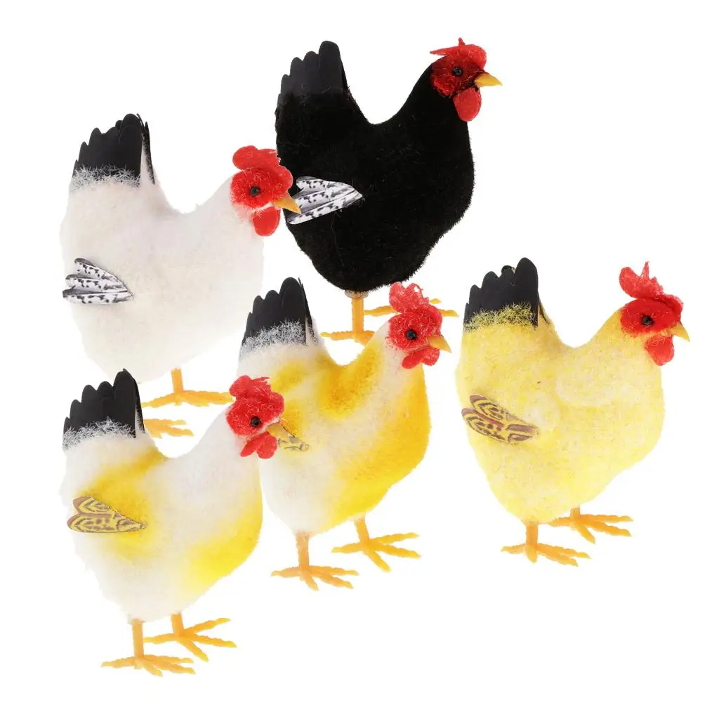 Garden Bird Decor Artificial Chicken Model Foam Flocking Decorative Hens Realistic Small Animals Statue for Outdoor