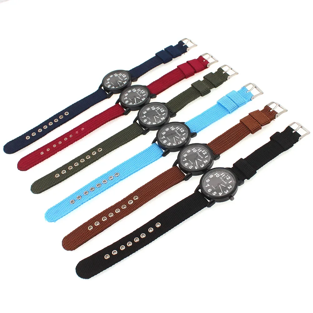 

6Pcs Boys Nylon Strap Watch Birthday Christmas Gift Girls Wristwatch Military Fabric Nylon Watches