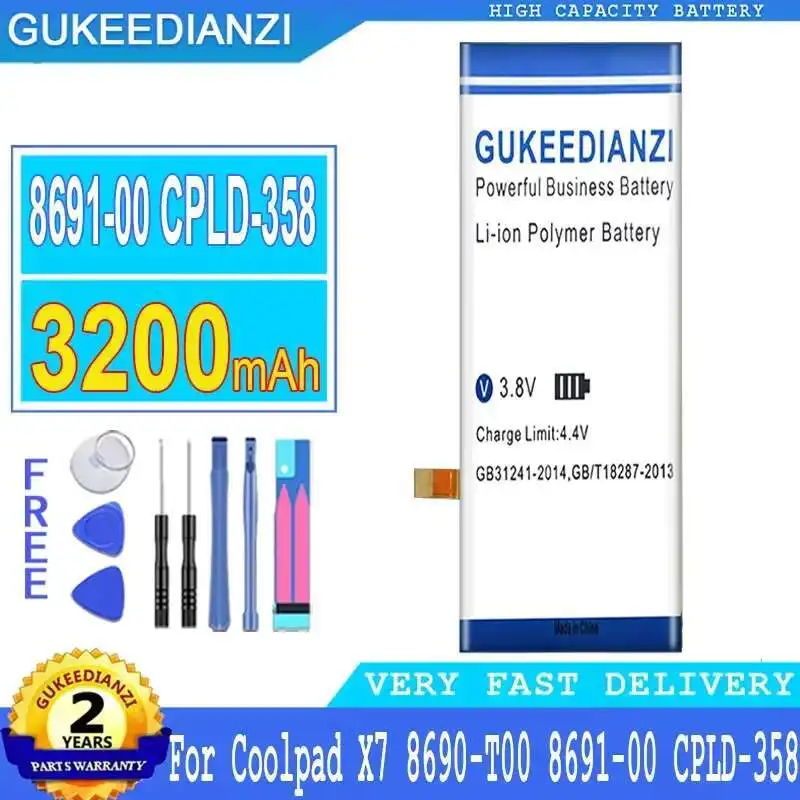 

Long Lasting Mobile Phone Battery Lightweight 3200Mah For Coolpad X7 8690-T00 8691-00 Cpld-358 CPLD358