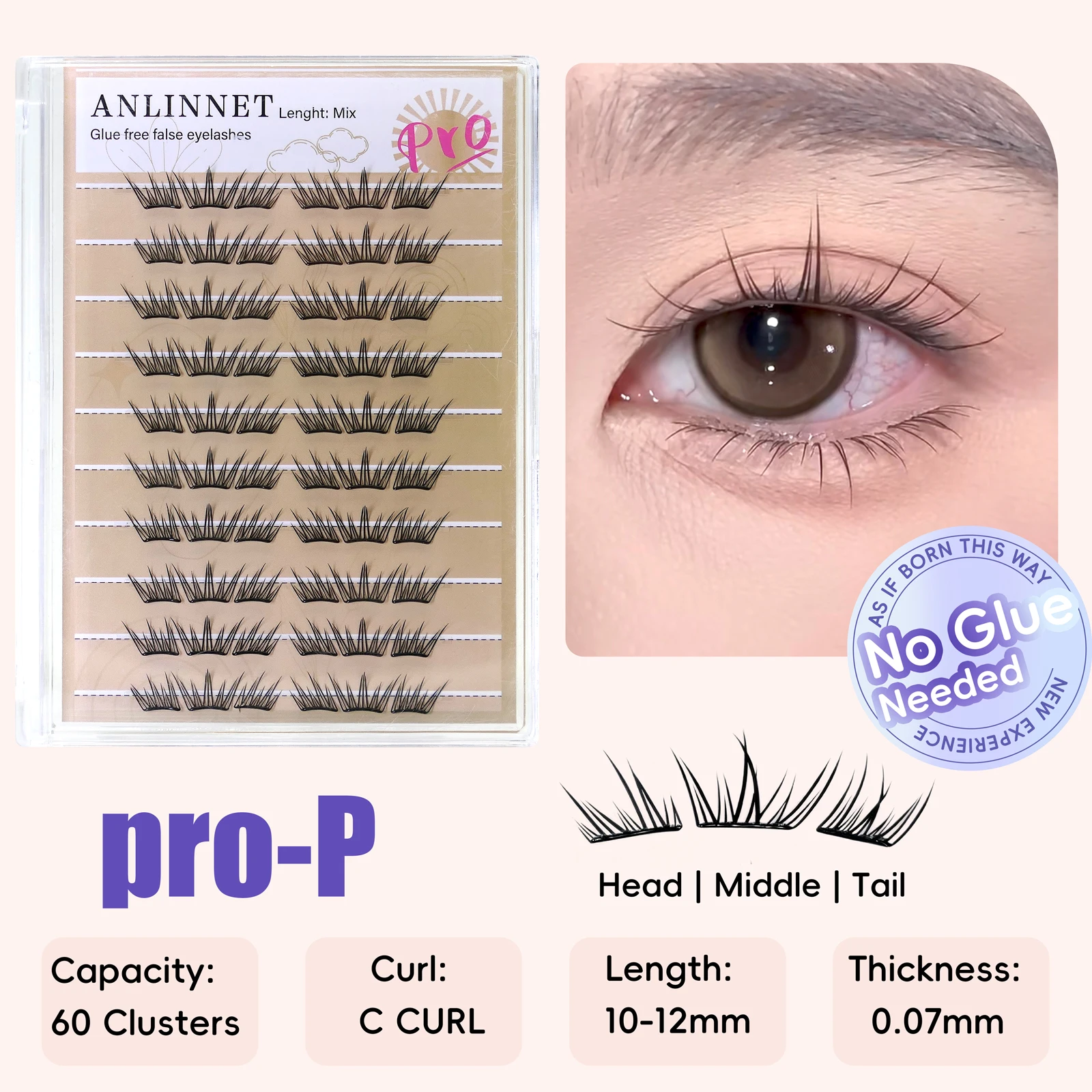 سعة كبيرة، قابلة لإعادة الاستخدام، مظهر طبيعي، رموش صناعية خالية من الغراء مع 10 صفوف و60 مجموعة، خفيفة الوزن وناعمة #1