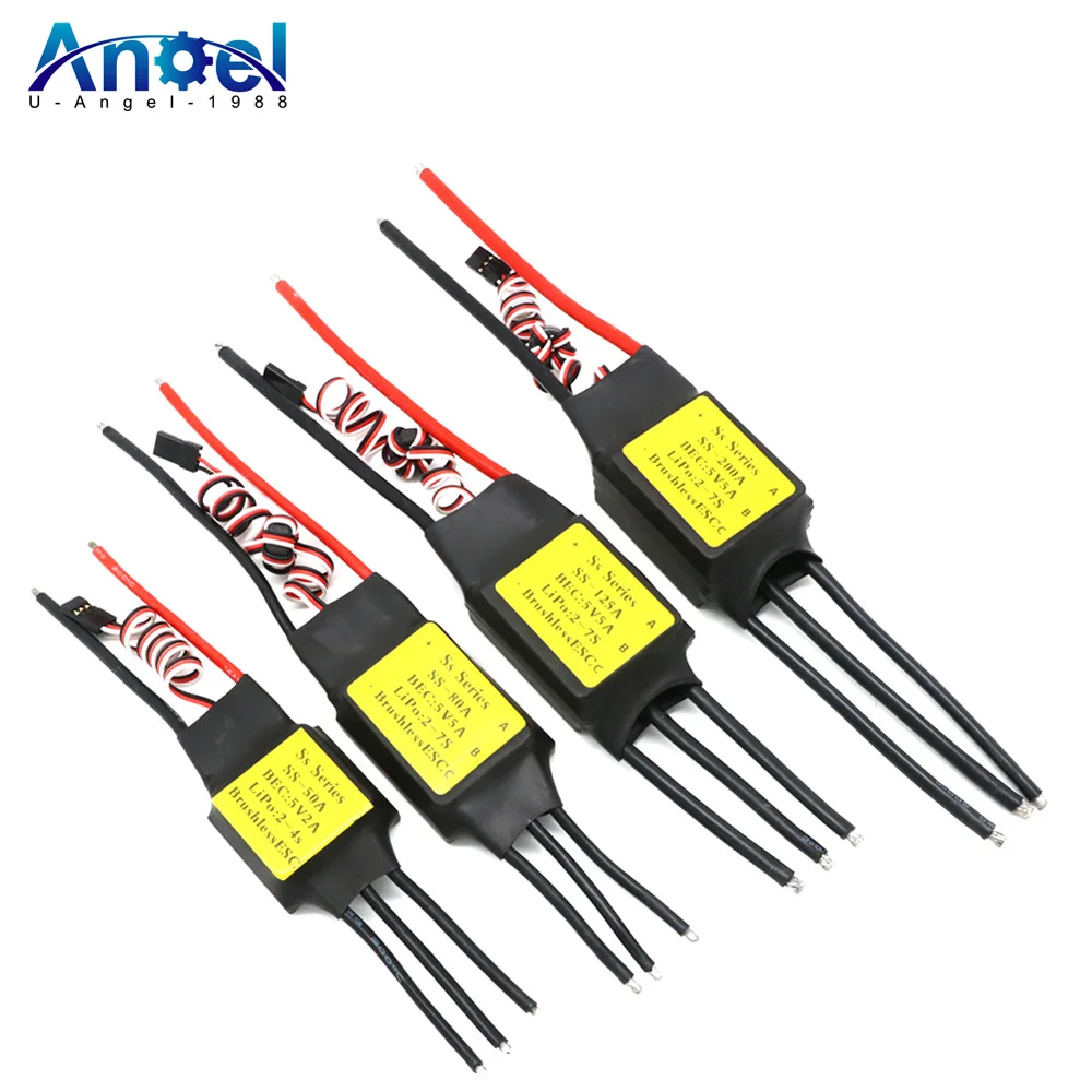 

SS Series ESC 50A 80A 125A 200A Brushless ESC With Heat Sink for RC Airplane Drone Helicopter