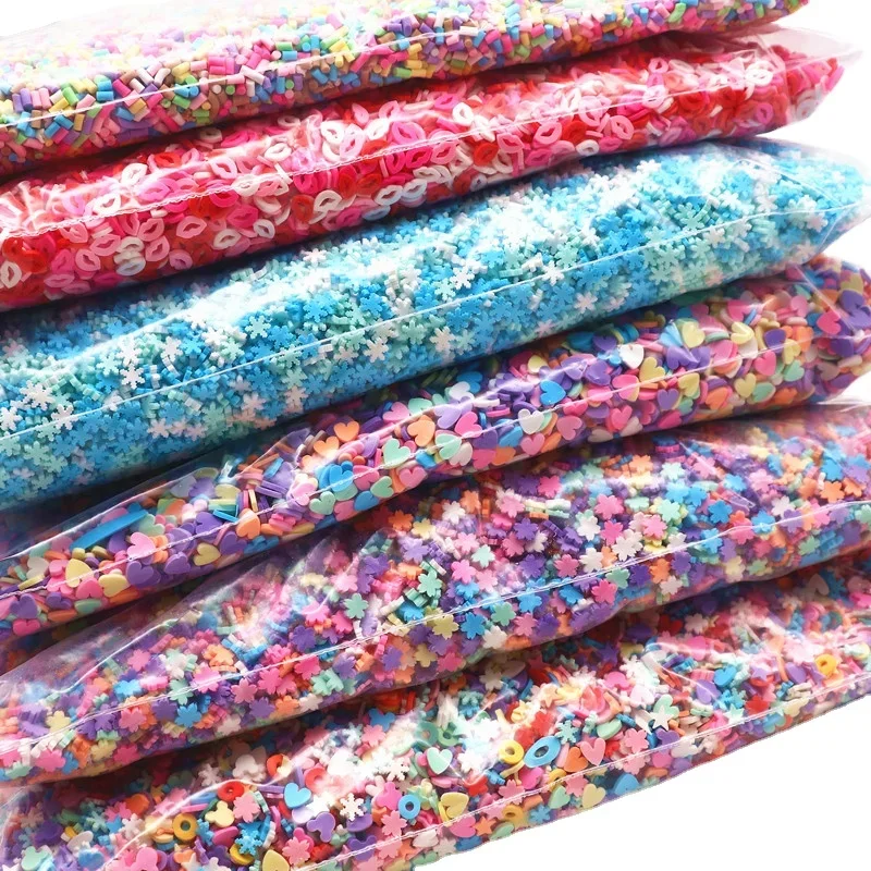 50g 3d 5mm mistura cor de argila polímero fatias polvilhar slime doces frutas flor argila quente diy artesanato da arte do prego suprimentos acessórios