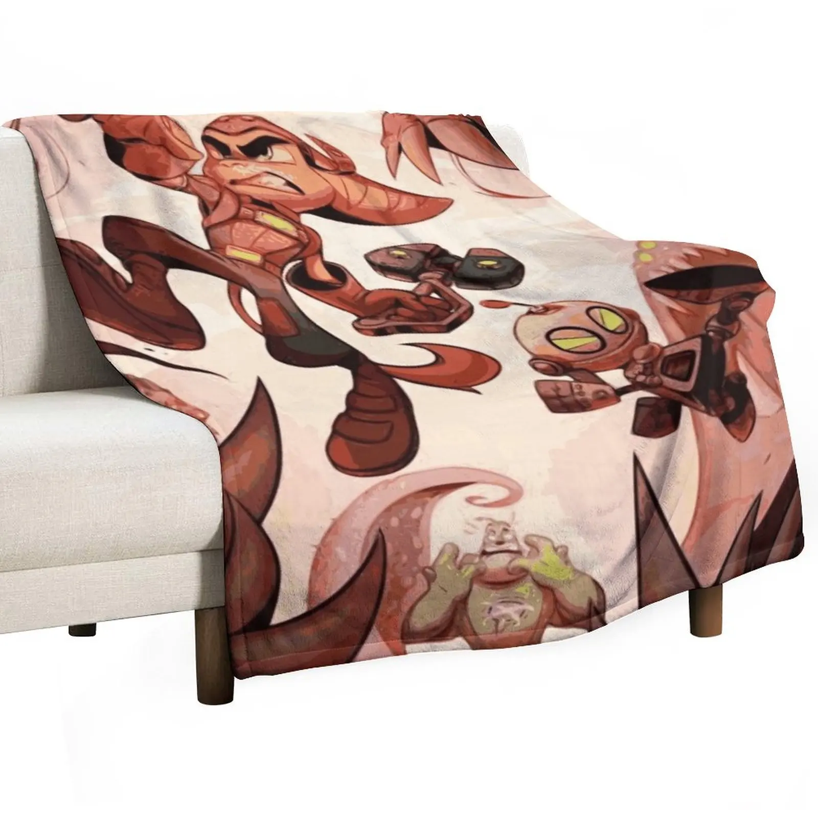 

Ratchet and Clank Ready to Fight Throw Blanket Retros Bed linens Picnic Cute Plaid Blankets