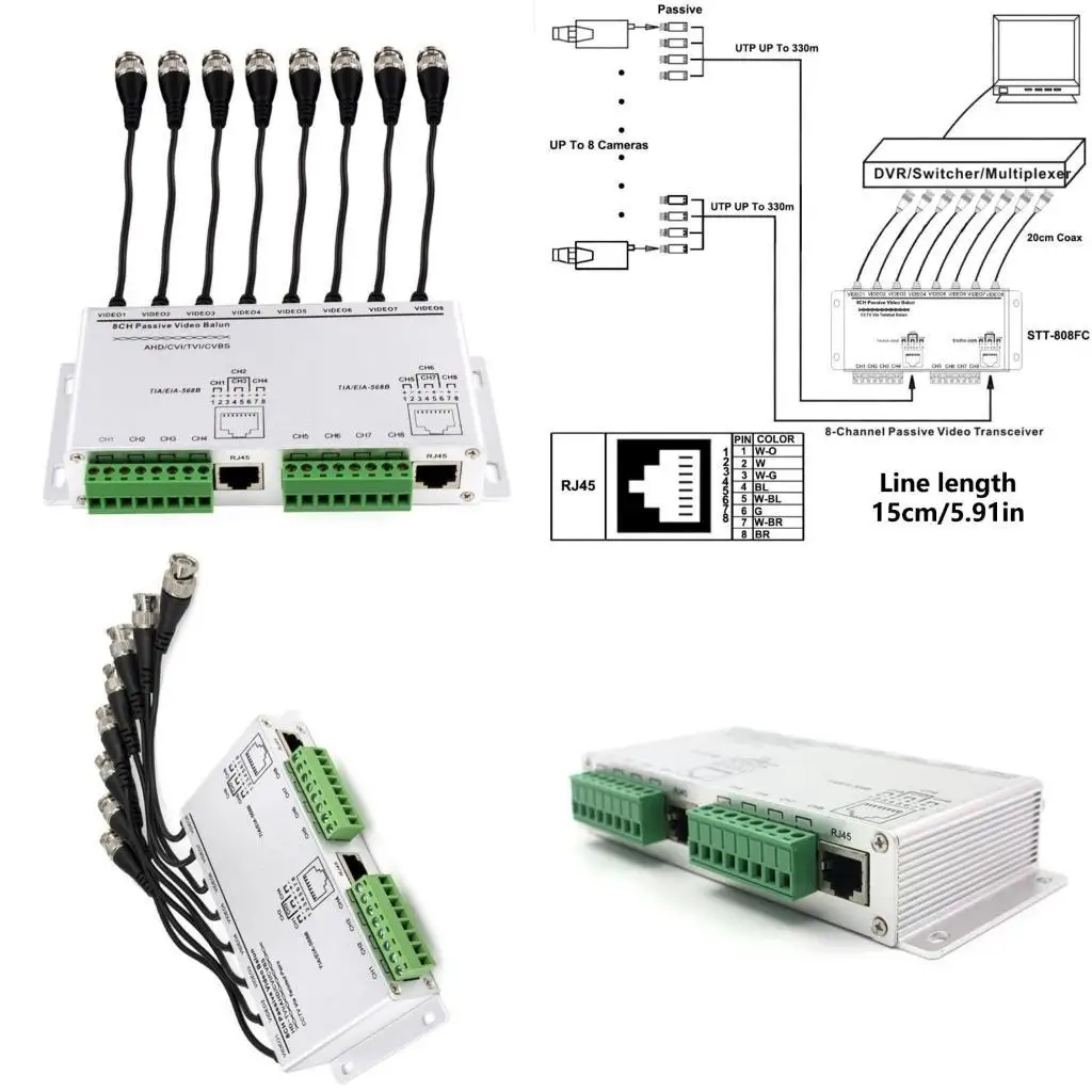 

652F 8CH Пассивное видео Balun Transceiverfor для систем видеонаблюдения с высокой совместимостью и гибкой установкой не требует