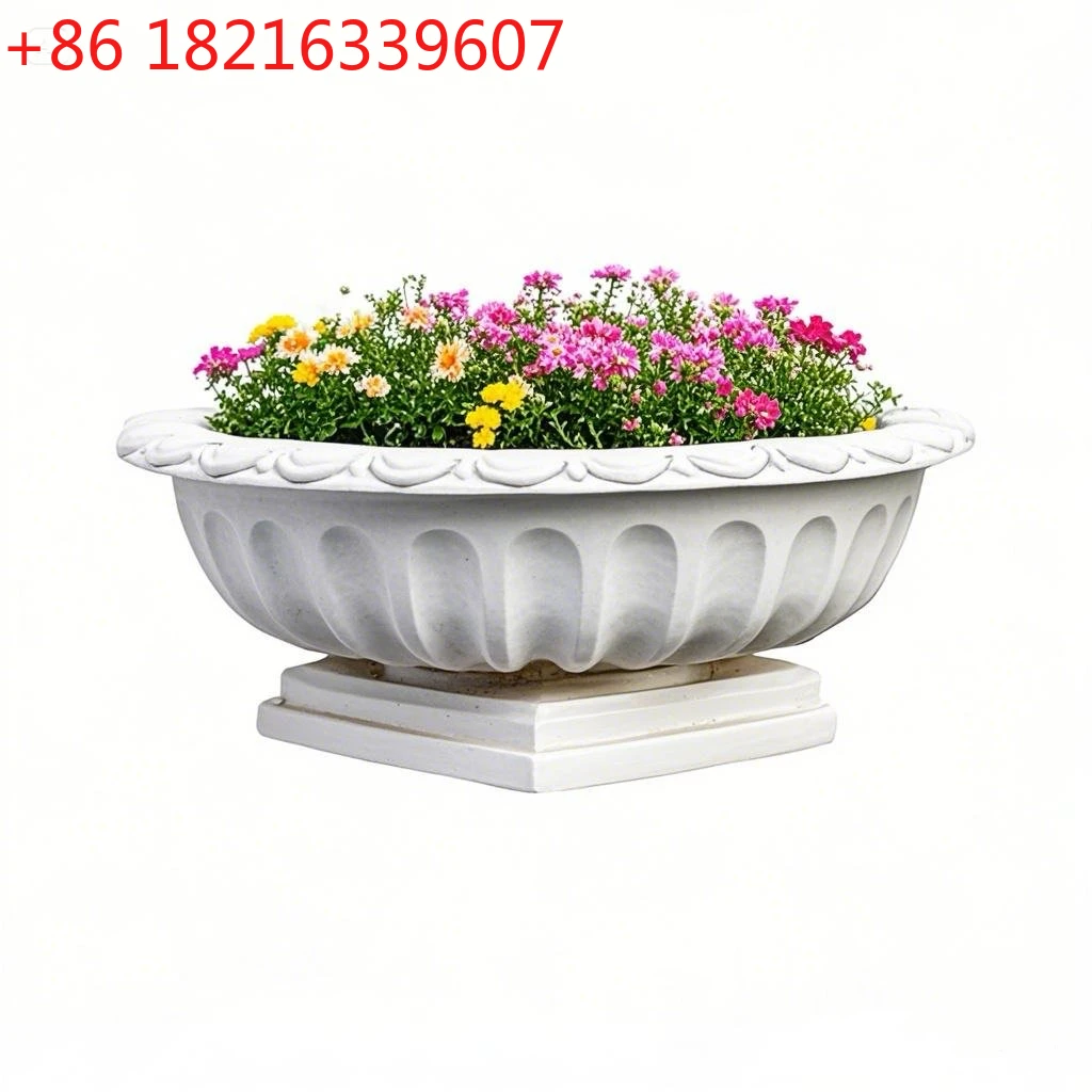 

White Roman column base flower pot outdoor floor courtyard garden decoration ornament handicraft