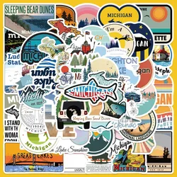 50pcs Cartoon Michigan Landmark Series Graffiti Stickers Suitable for Helmet Desktop Wall Decoration DIY Sticker Pack Wholesale