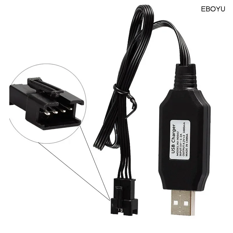 EBOYU 7.4V 2S Li Battery SM-4P USB Balance Charger Cable for UdiR/C UDI U001 U902 U818S U845 U842 RC Quadcopter Drone+Other Toys