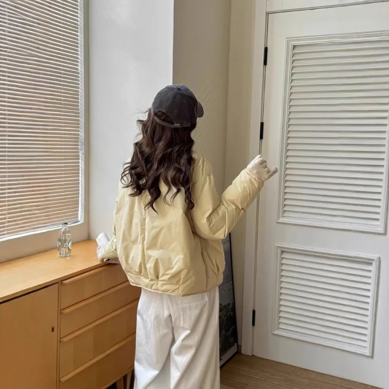 Modelos femininos outono inverno casaco jaqueta para baixo pato branco em torno do pescoço doce engrossado personalizado confortável versátil