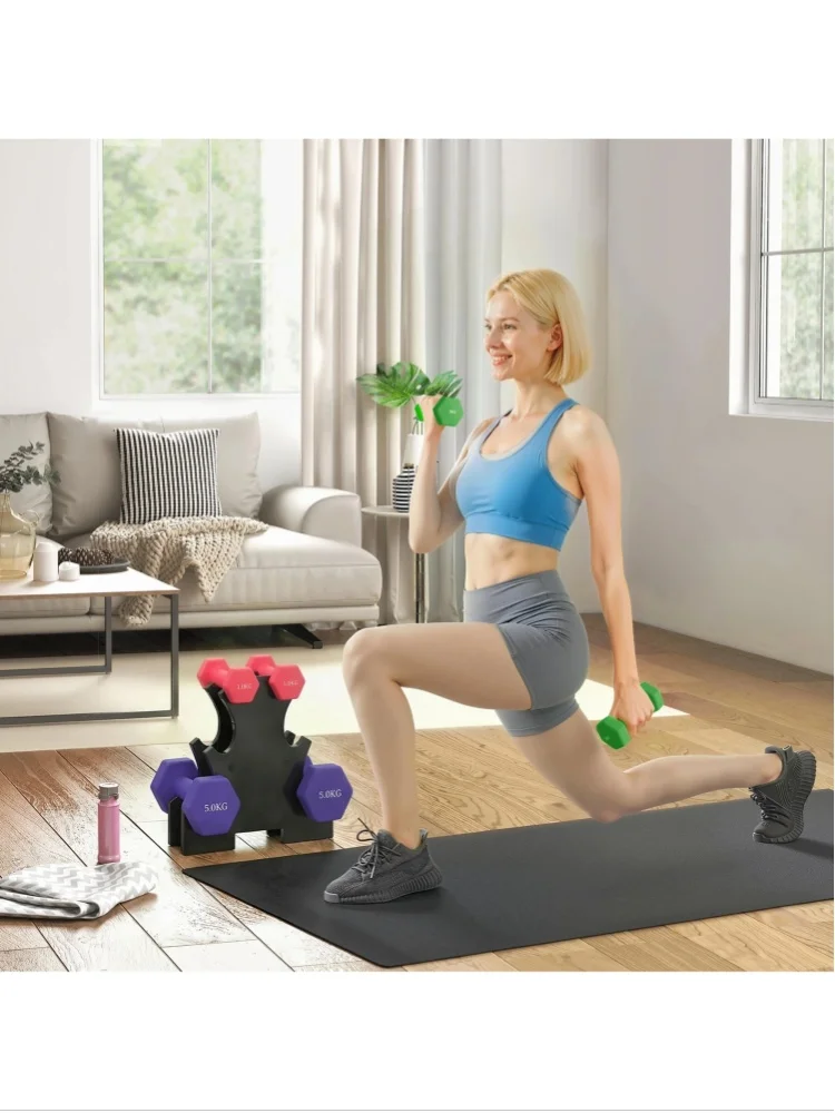 SPORTNOW Hex Dumbbells Set with Dumbbell Rack, 2 x 1kg, 2 x 3kg, 2 x 5kg