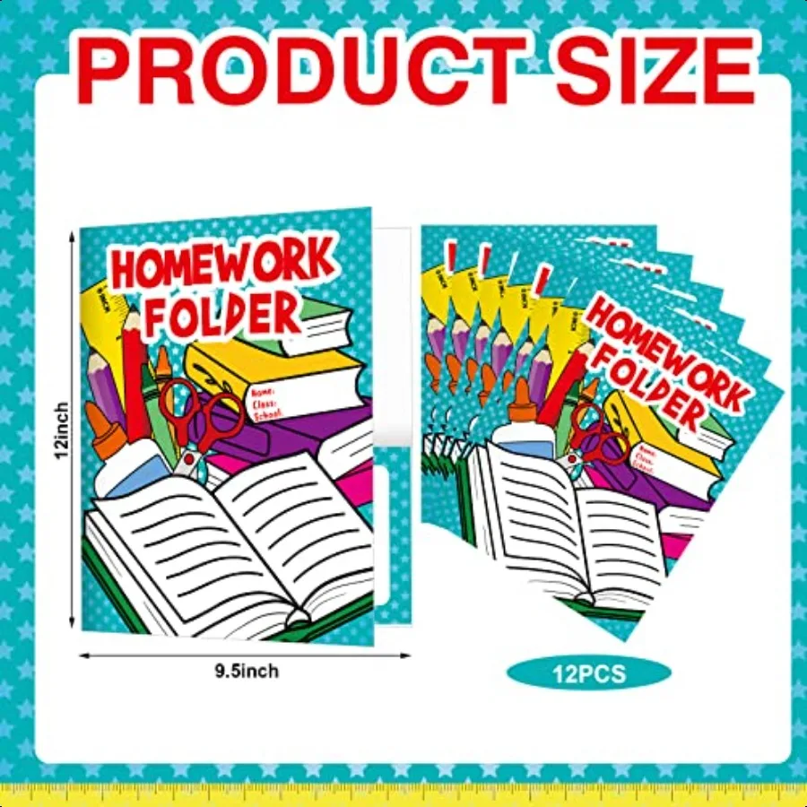 12 قطعة مجلدات ملفات A4 للطلاب متعدد الألوان 9.5 × 12 بوصة
