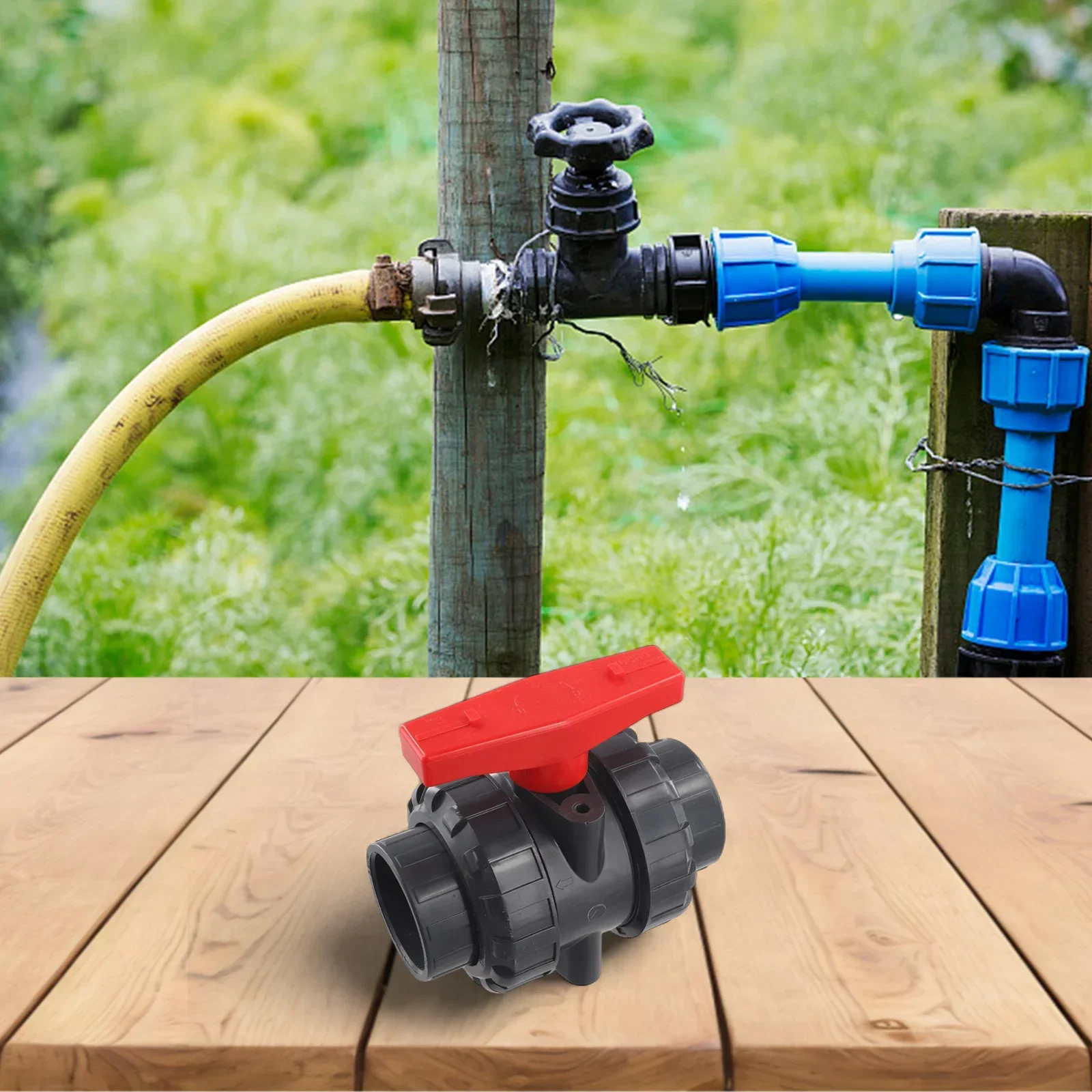 Double Union Socket Valve 2 Inch Ball Valve Plumbing Application 150 PSI Rating Acid And Alkali Resistance Easy Maintenance