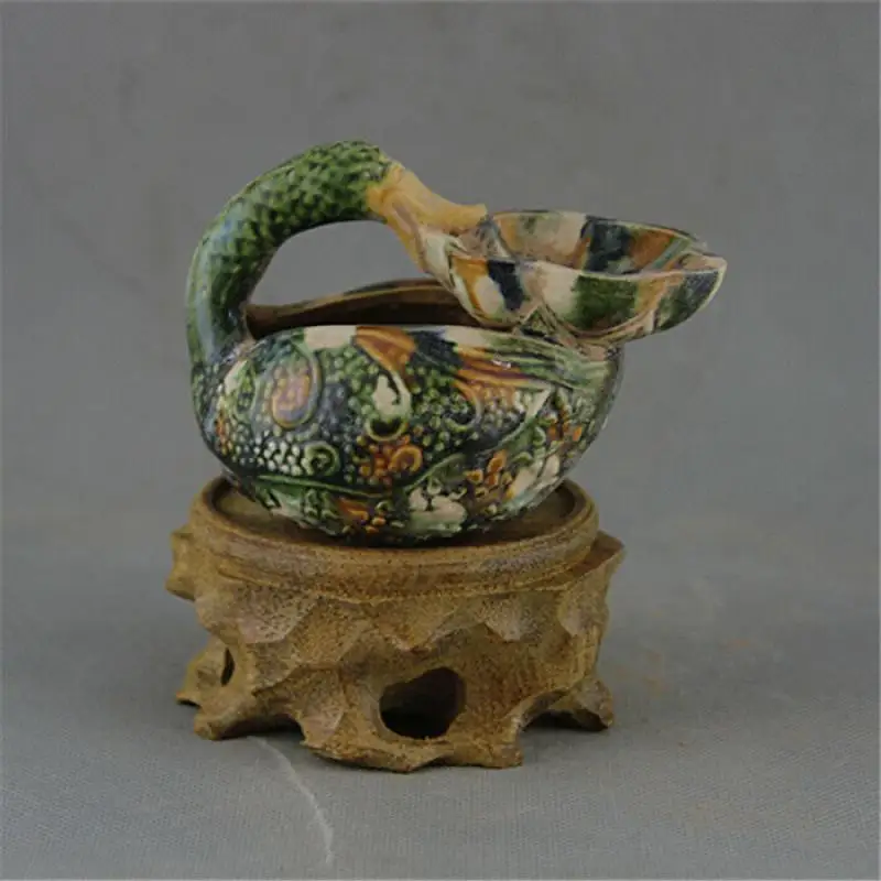 

Chinese Tang Tri-Color Glazed Ceramics Duck Design Porcelain Brush Washer 4.5