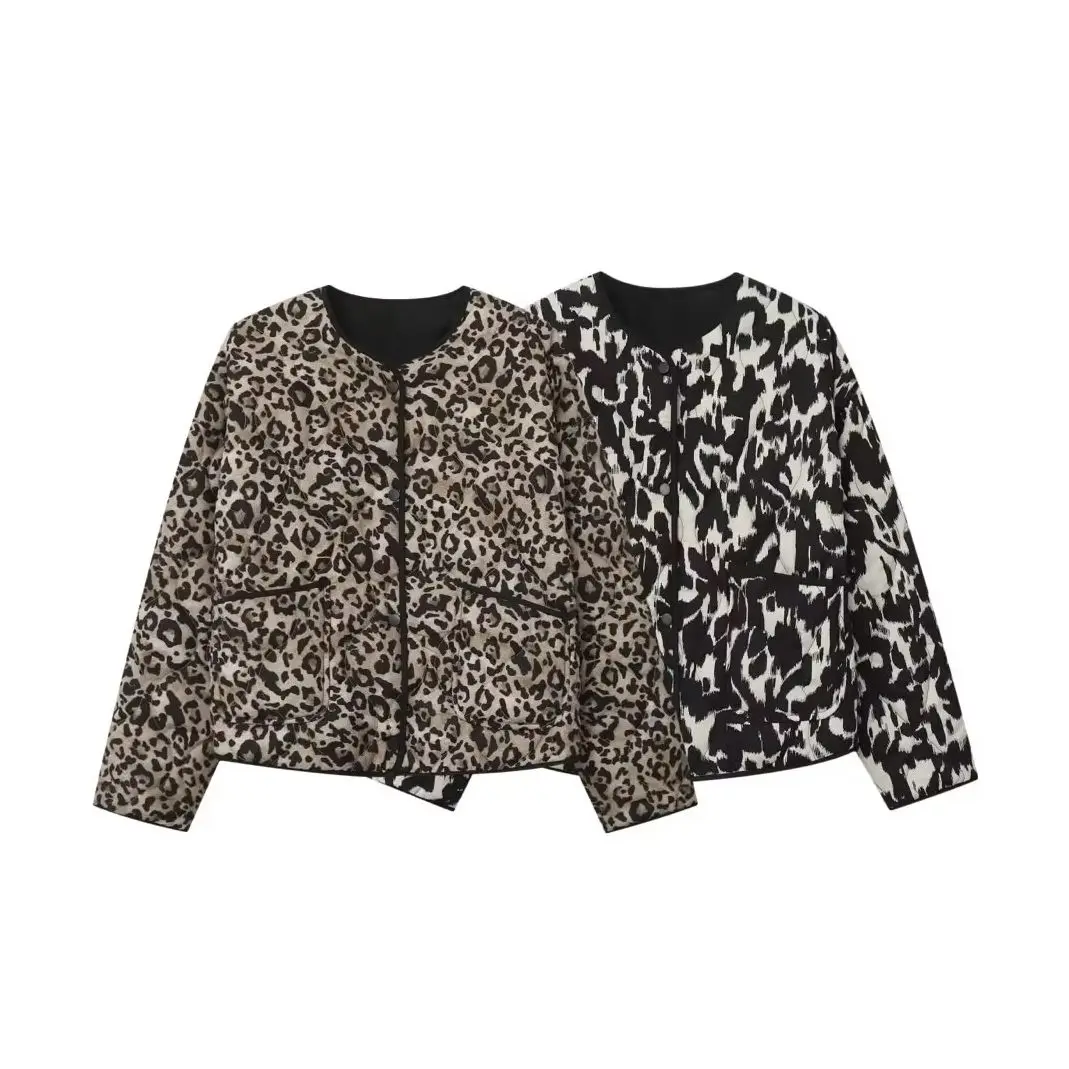 

KONDALA винтажная женская осенняя куртка с принтом, модная уличная одежда 2025 года, однобортная верхняя одежда с круглым вырезом, леопардовое шикарное современное женское пальто