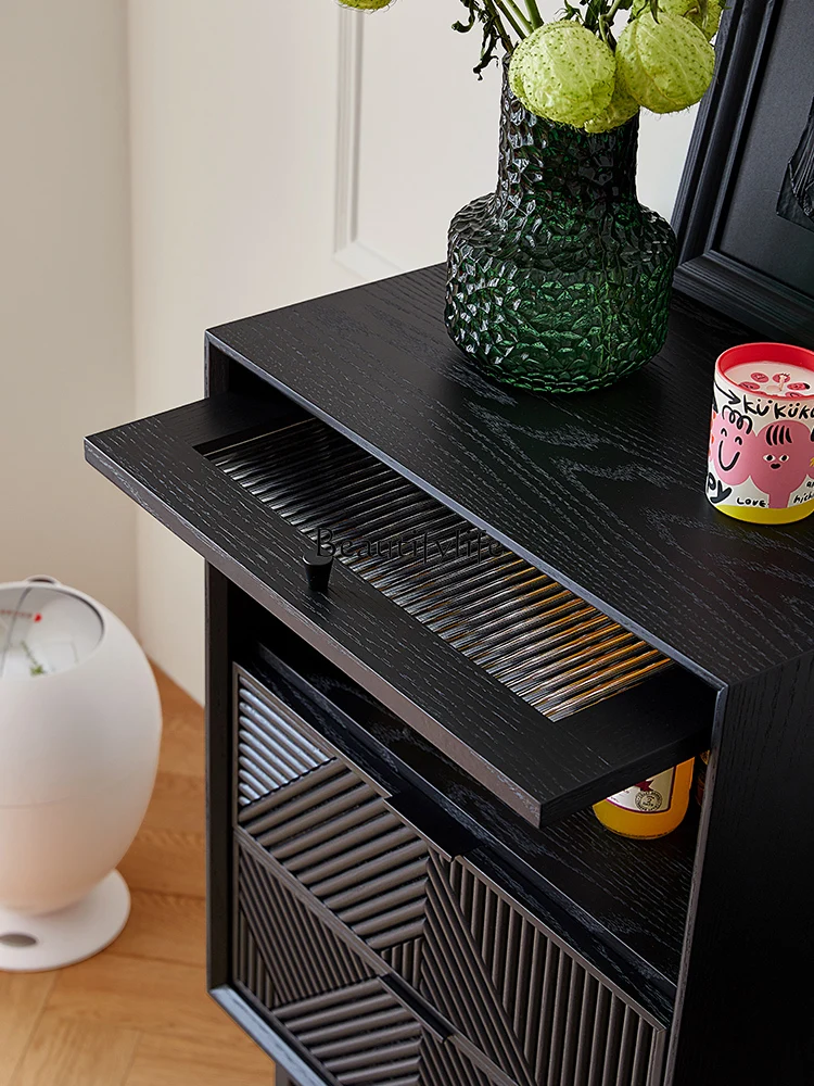 

5Modern simple urban chest cabinet household living room wall cabinet light luxury solid wood