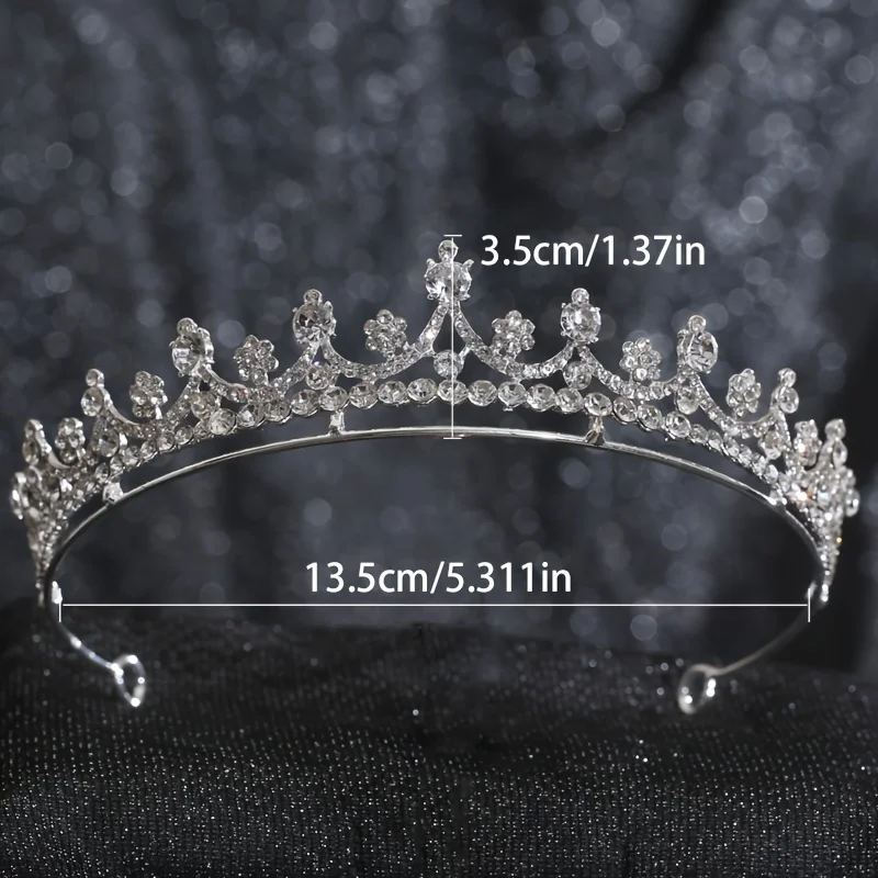 1pc Elegant Rhinestone Crown Tiara Princess Headpiece Sweet Wedding Bridal Hair Accessory Flower Daily Use  Tulle Dress Ornament