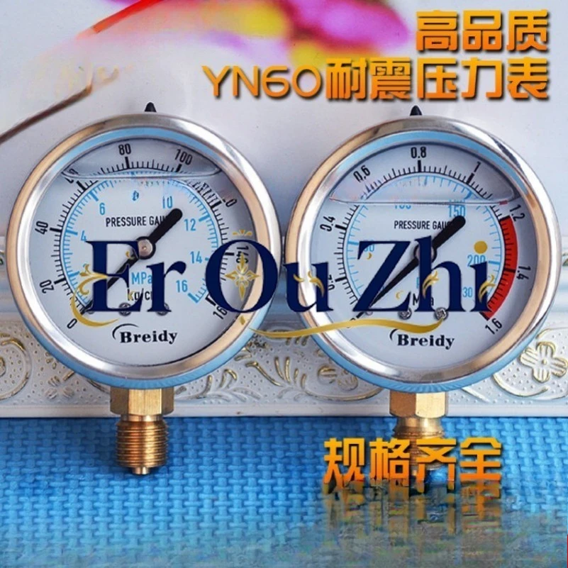 Axial Edge Seismic Pressure Gauge YN60ZT Hydraulic Hydraulic Pressure Gauge 0-1.6/2.5/6/10/16/25/40MPA