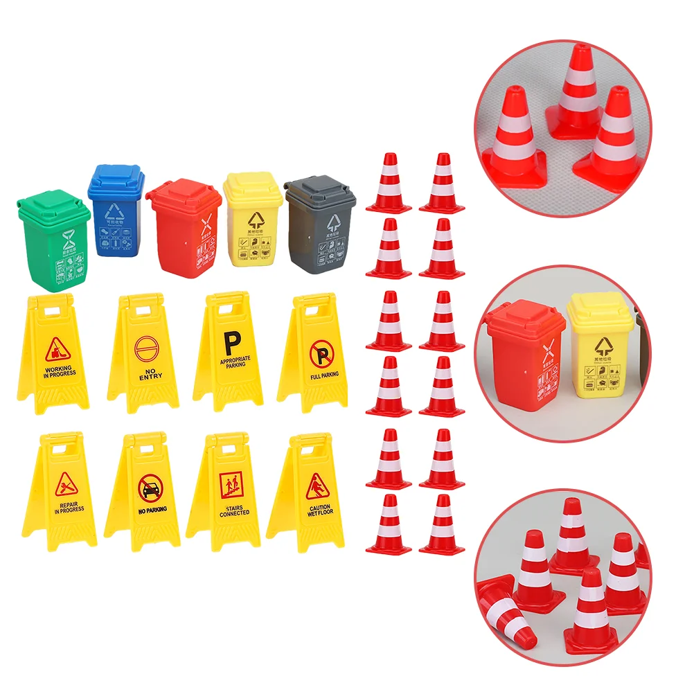 

25 Pcs Teaching Cognitive Toys Outdoor Road Signs for Kids Plastic Street Playset Toddler Traffic