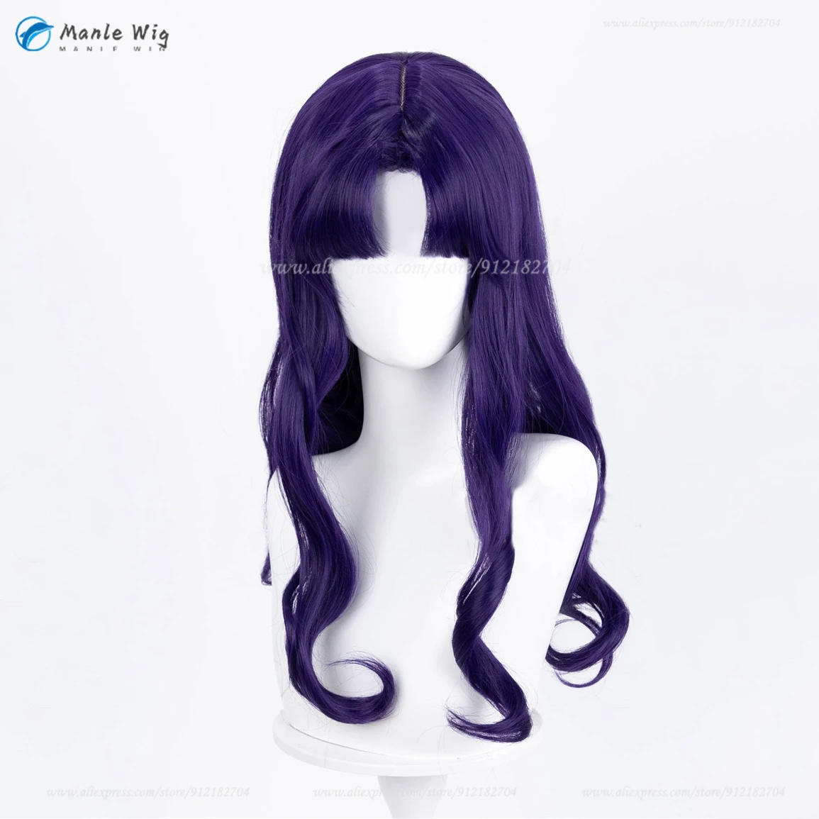 Anime EVA Misato Katsuragi Cosplay Wig Purple Curly Heat Resistant Synthetic Hair Katsuragi Misato Cos Necklace + Wig Cap