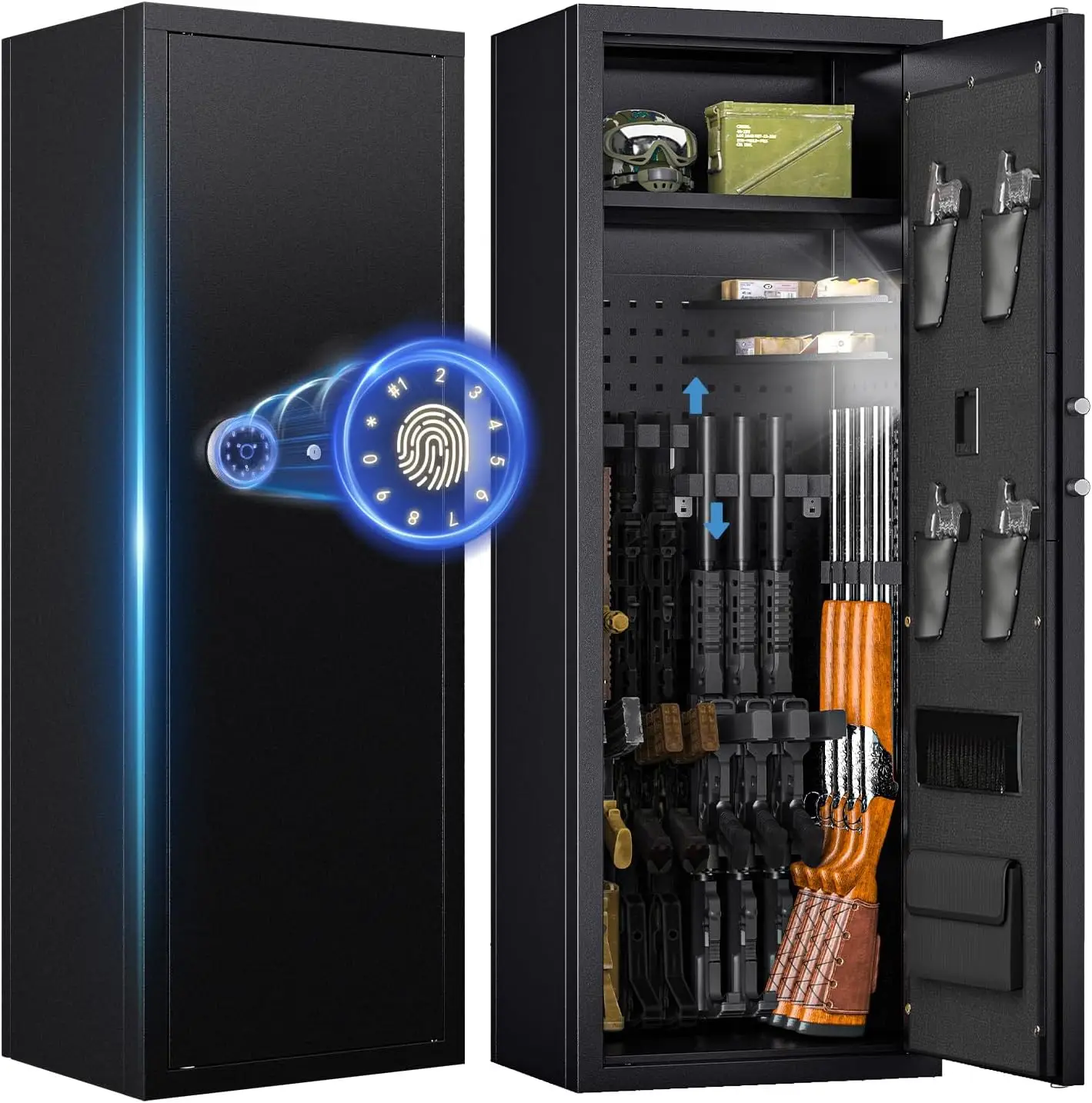 

12-16 Gun Safe - Biometric Gun Safe for Rifles and Pistols Large Fingerprint Rifle Safe Home Gun Cabinet for Shotguns