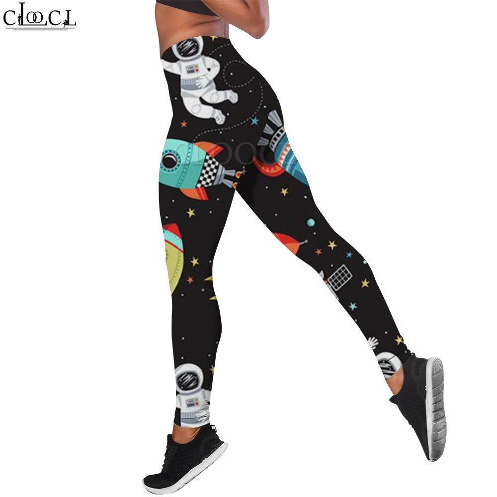 CLOOCL Women Leggings Planet Travel Print Slimming Yoga Pants New Stylish Tight Trousers Firm Buttocks Gym Workout Legging