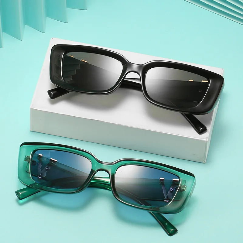 Retro Cat eyt Frame Sunglasses Women 2022 Luxury V Sun Glasses Men Fashion Rectangle Jelly Sunglasses with Metal Hinges UV400